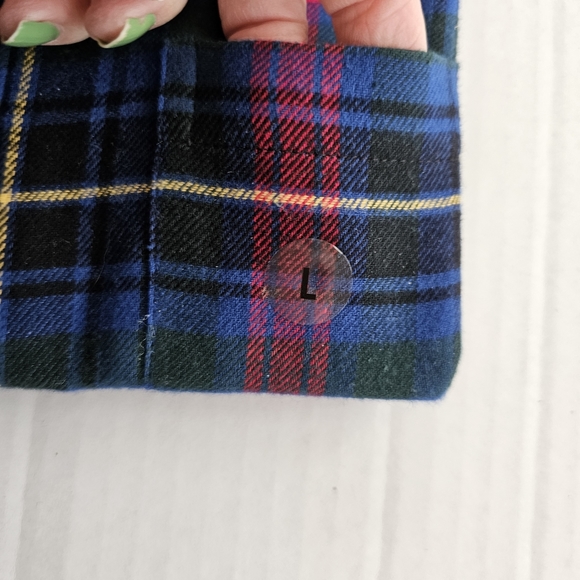 Saddlebred plaid flannel shirt size L classic fit blue red cotton pocket NWT - Picture 3 of 8